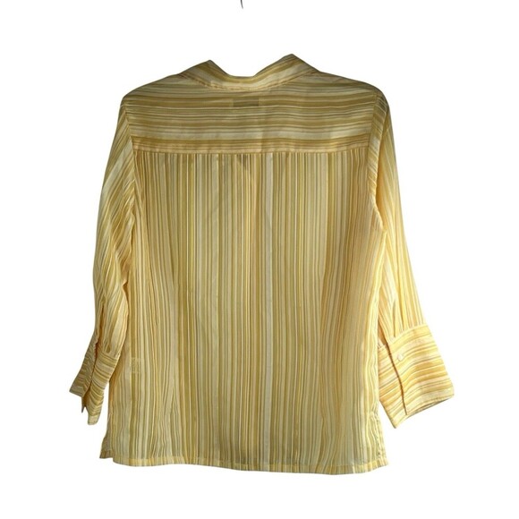 Coldwater Creek Yellow White Gold Thread Semi Sheer Blouse Petite Large - Picture 8 of 9